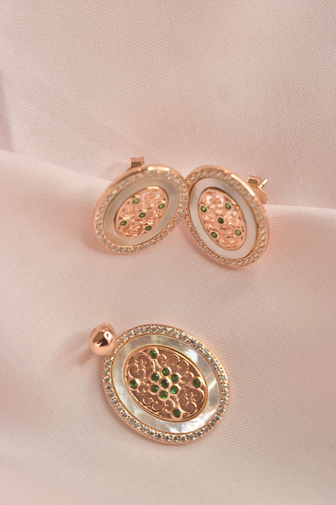 Elegant Oval Earrings with Pendant