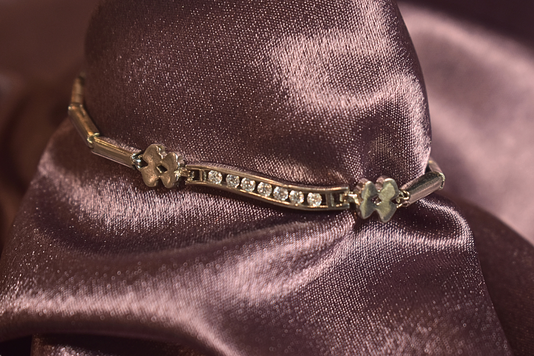 Flower Charm Bracelet with Dazzling Crystal Accents