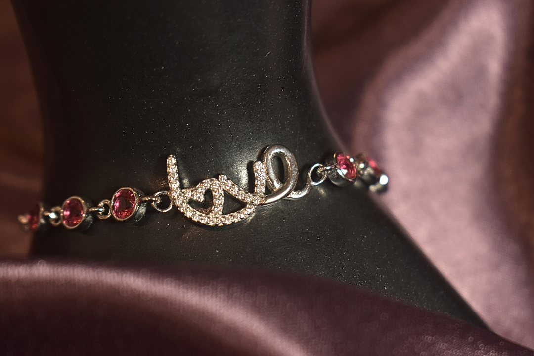 Love Script Bracelet with Vibrant Pink Accents