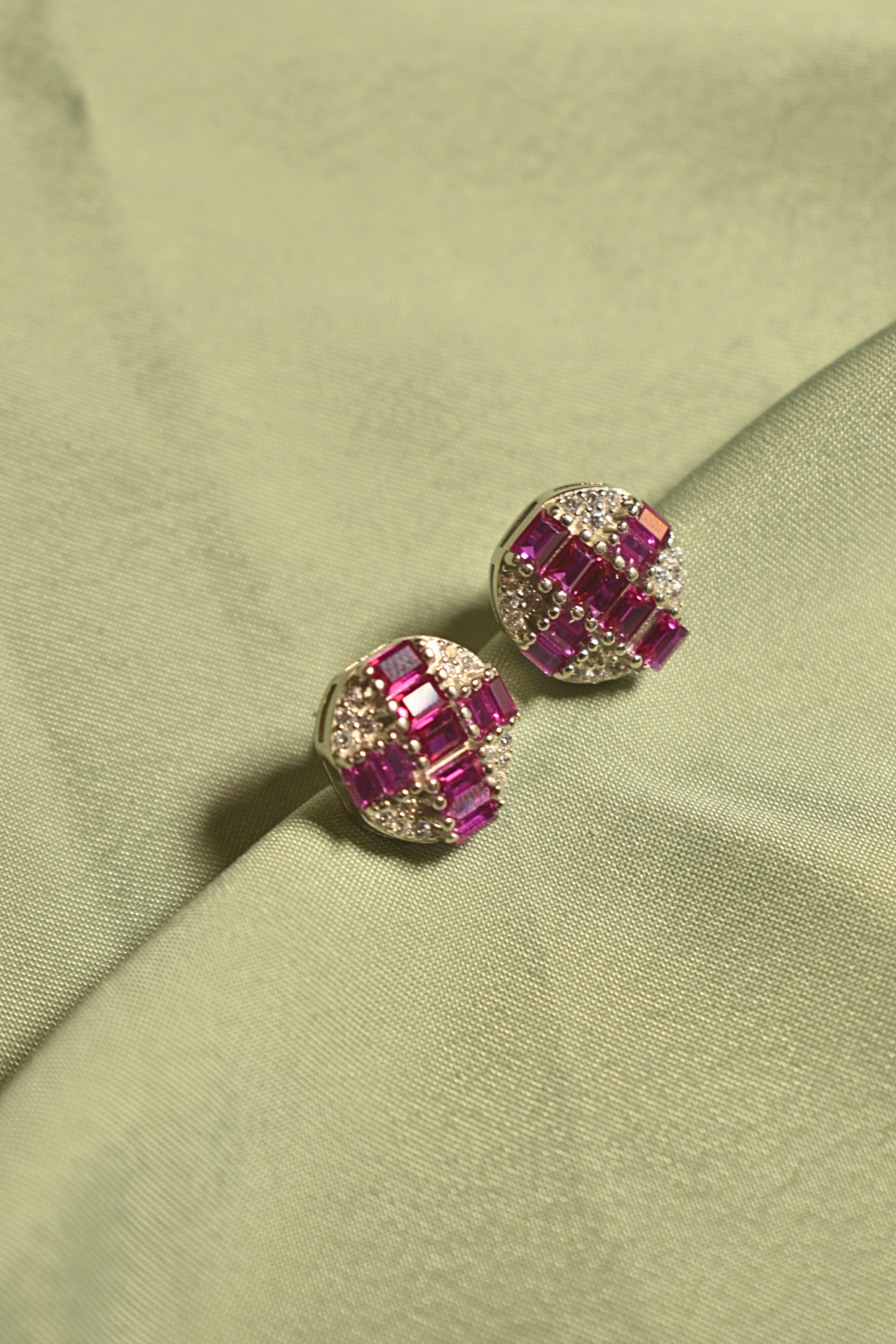 Glamorous Pink Sapphire Stud Earrings