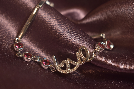 Love Script Bracelet with Vibrant Pink Accents