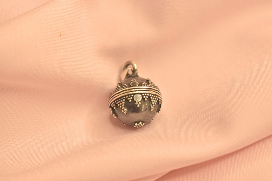 Ornate Silver Filigree Pendant with Detailed Beaded Embellishments