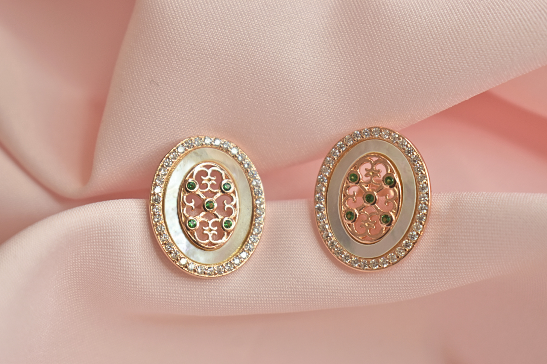 Elegant Oval Earrings with Pendant