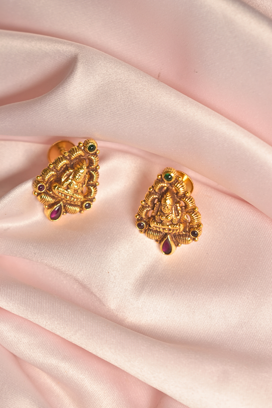 Gold-Plated Lakshmi Stud Earrings