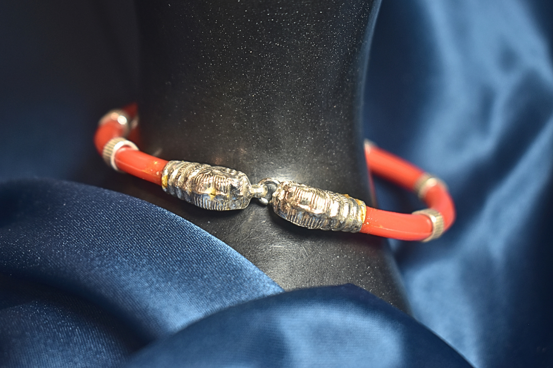 Handcrafted Silver Bracelet - Red