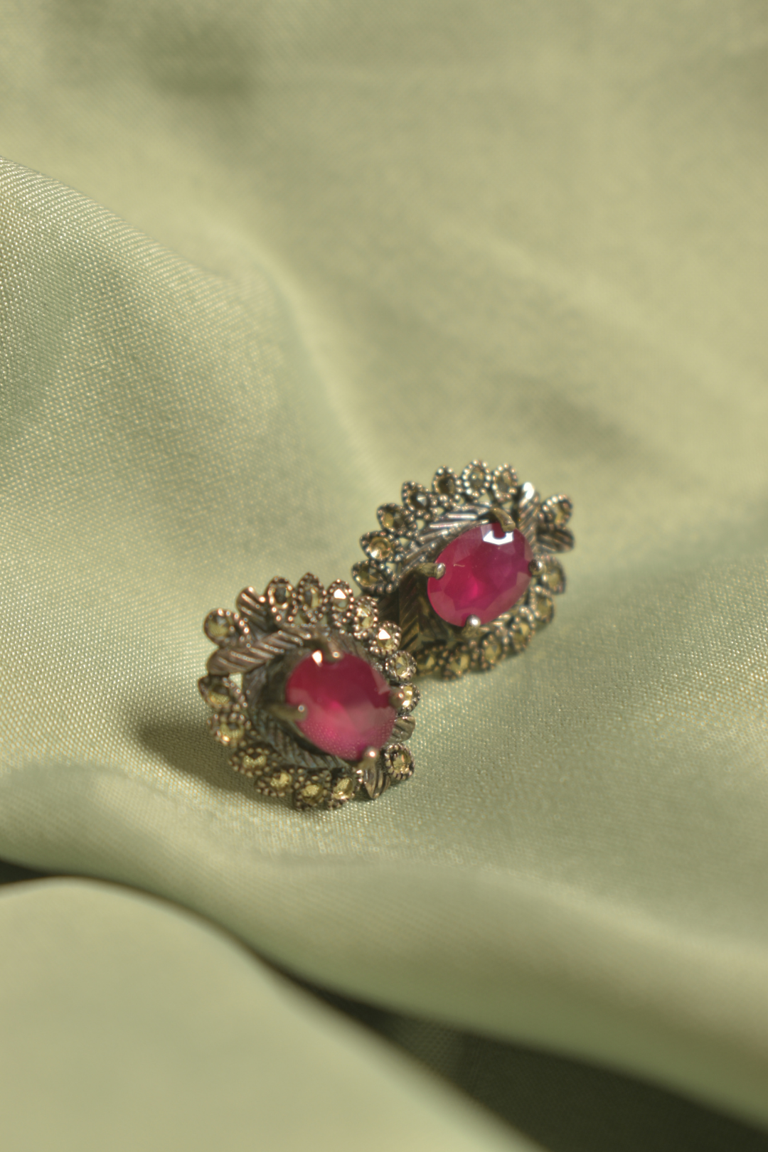 Vintage Ruby Stud Earrings