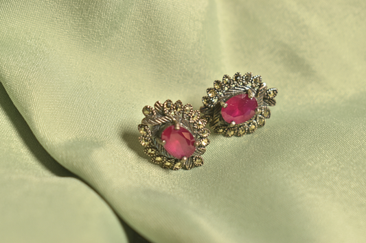 Vintage Ruby Stud Earrings