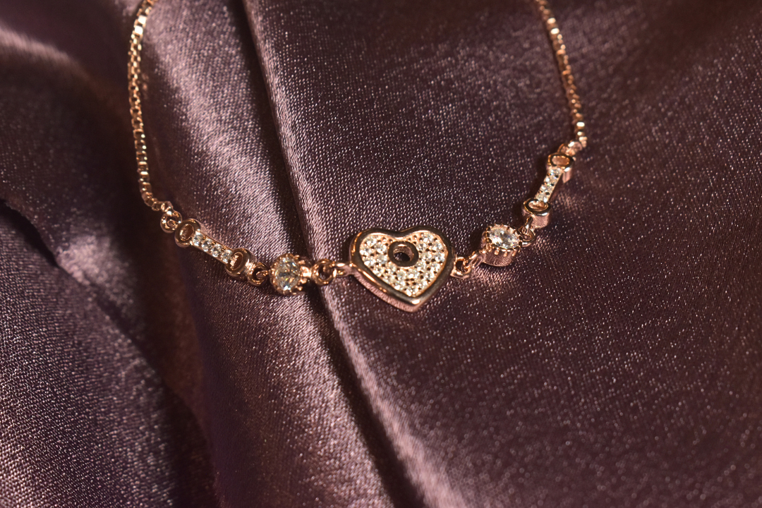 Heart Charm Bracelet with Dazzling Crystal Highlights