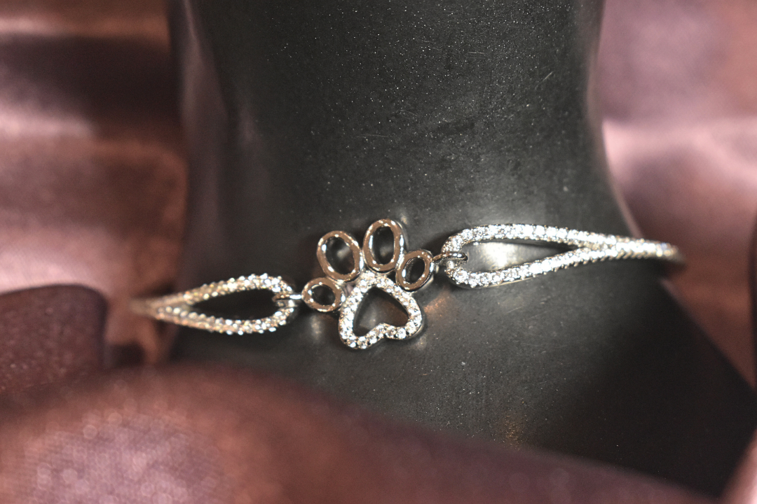 Paw Print Bracelet with Sparkling Crystal Details