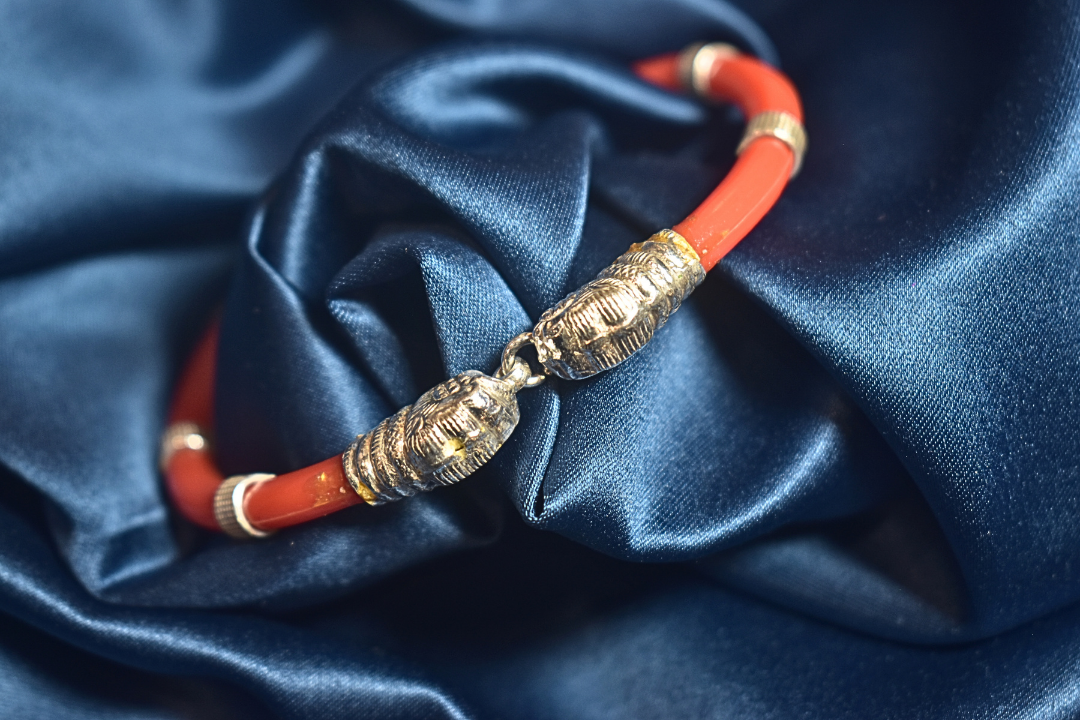 Handcrafted Silver Bracelet - Red