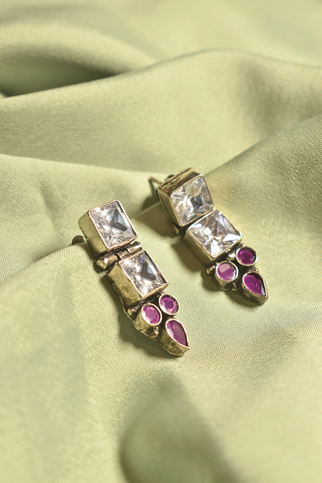 Timeless Sparkle Crystal & Ruby Drop Earrings