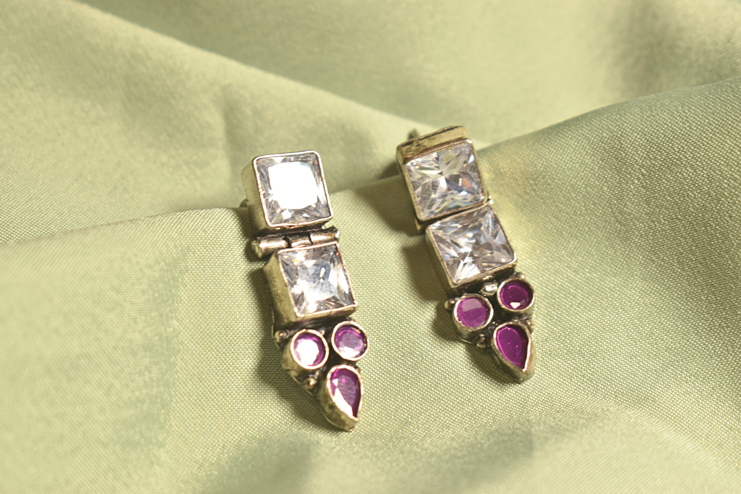 Timeless Sparkle Crystal & Ruby Drop Earrings