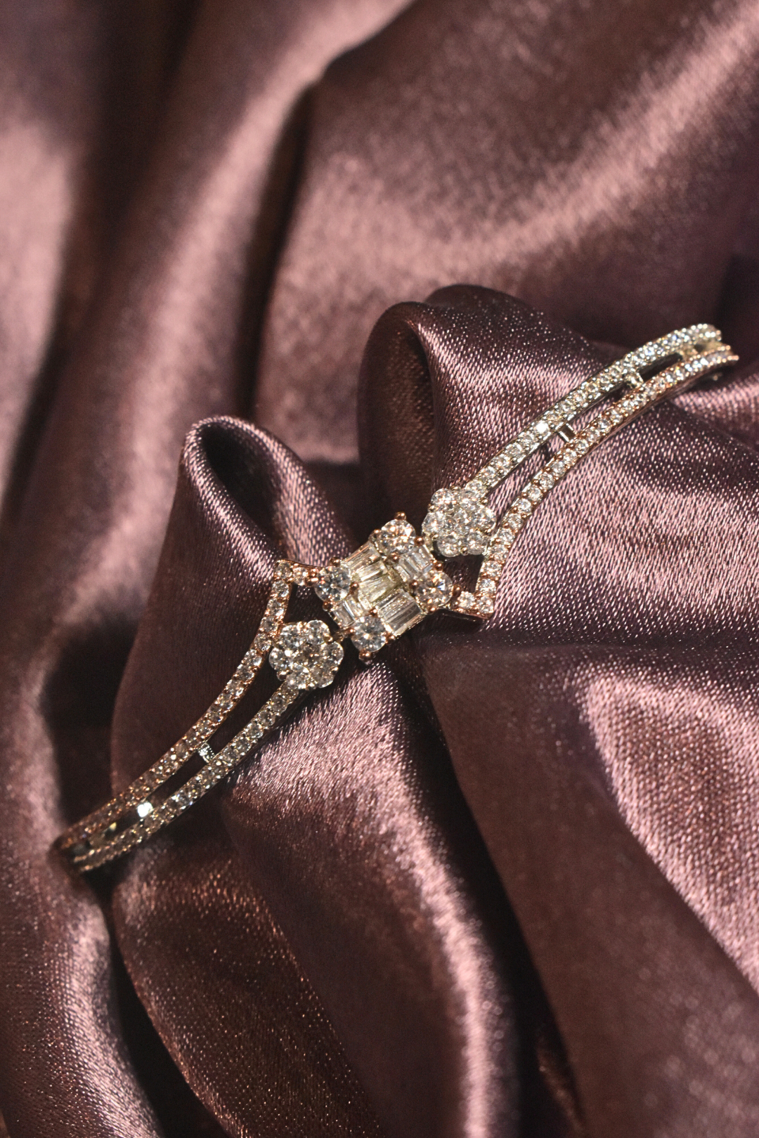 Elegant Twin Row Crystal Silver Bracelet