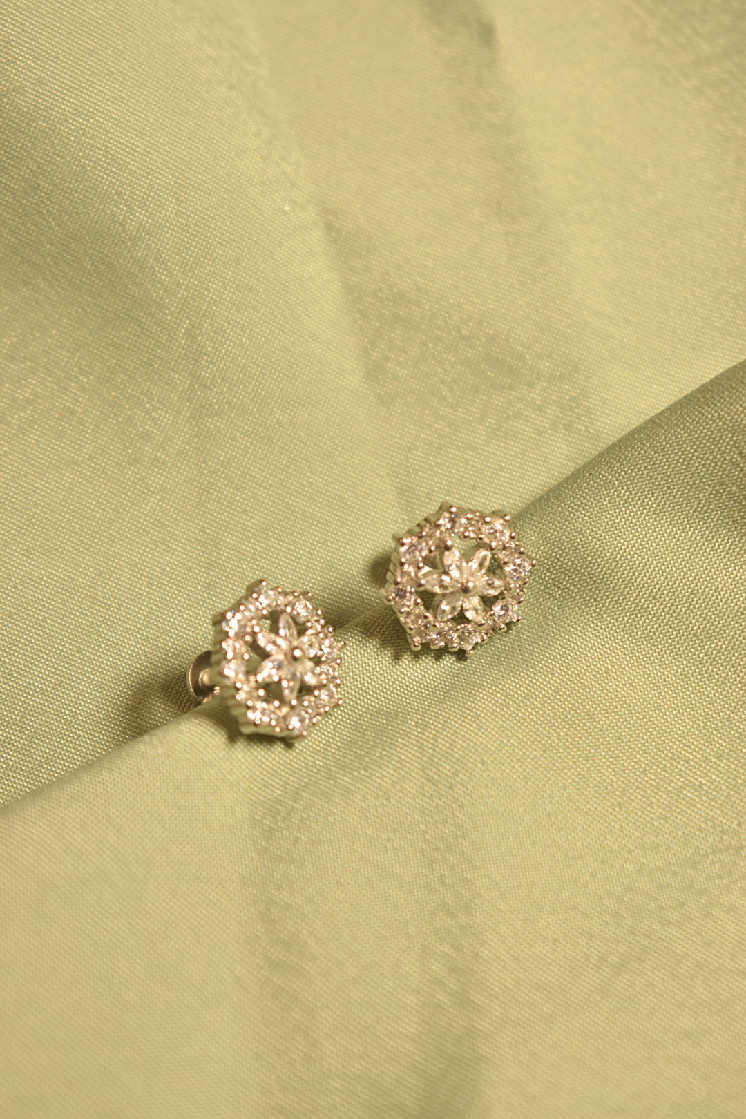 Dazzling Floral Stone Stud Earrings