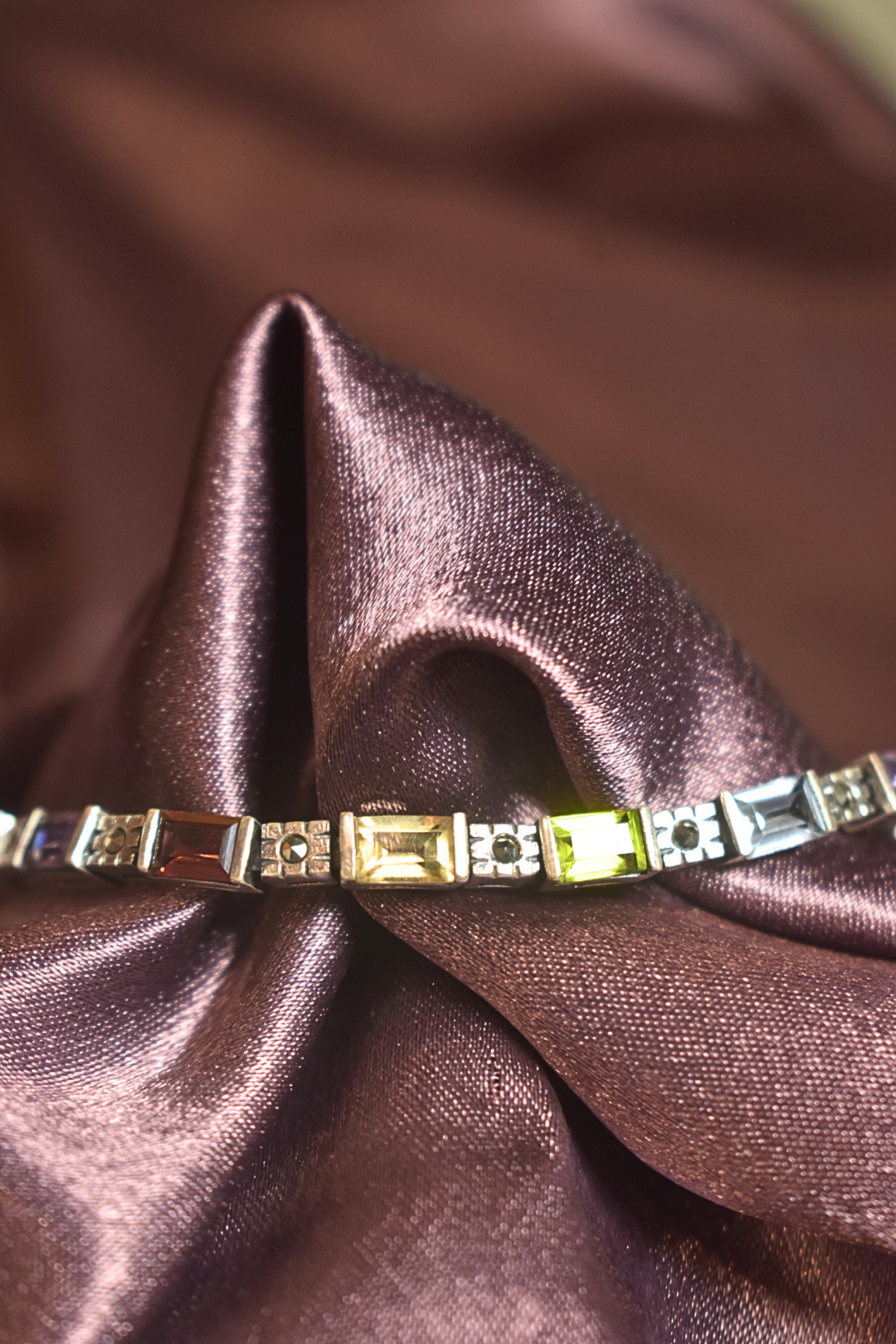 Colorful Gemstone Silver Bracelet