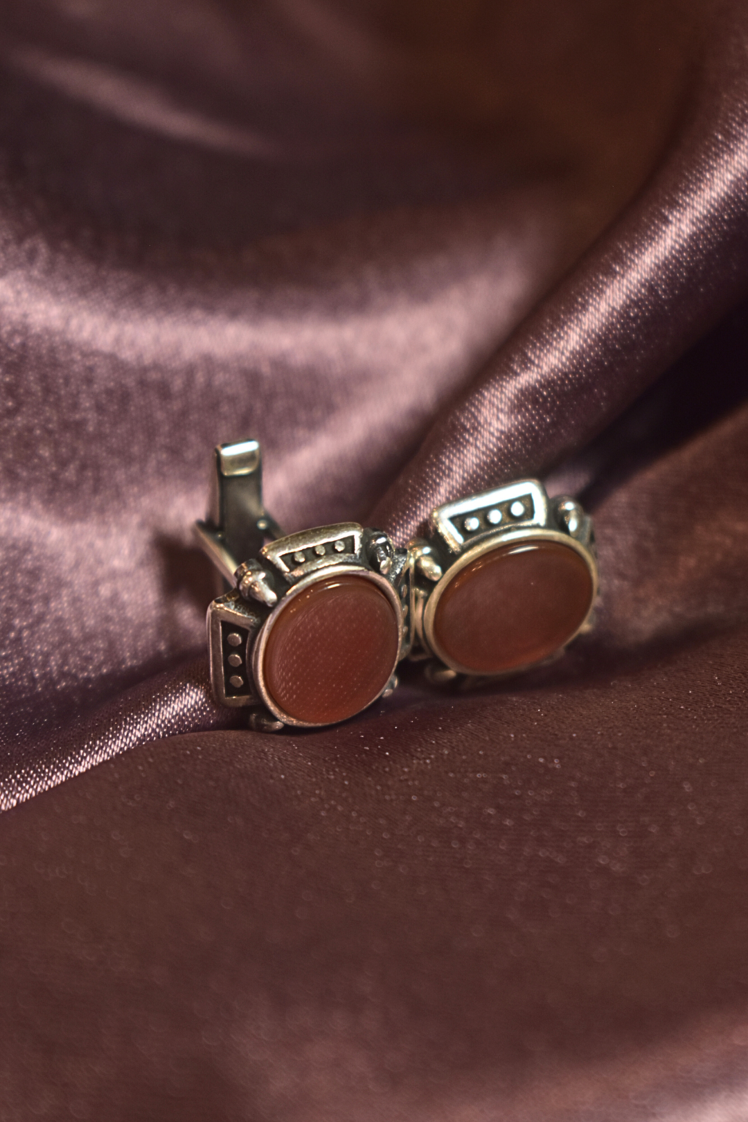 Vintage Amber Oval Cufflinks