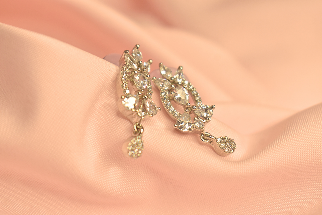 Elegant Crystal Wing Earrings and Pendant Set