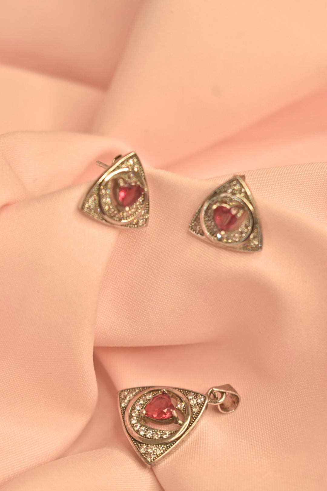 Heart of Elegance Red Gem Triangle Pendant