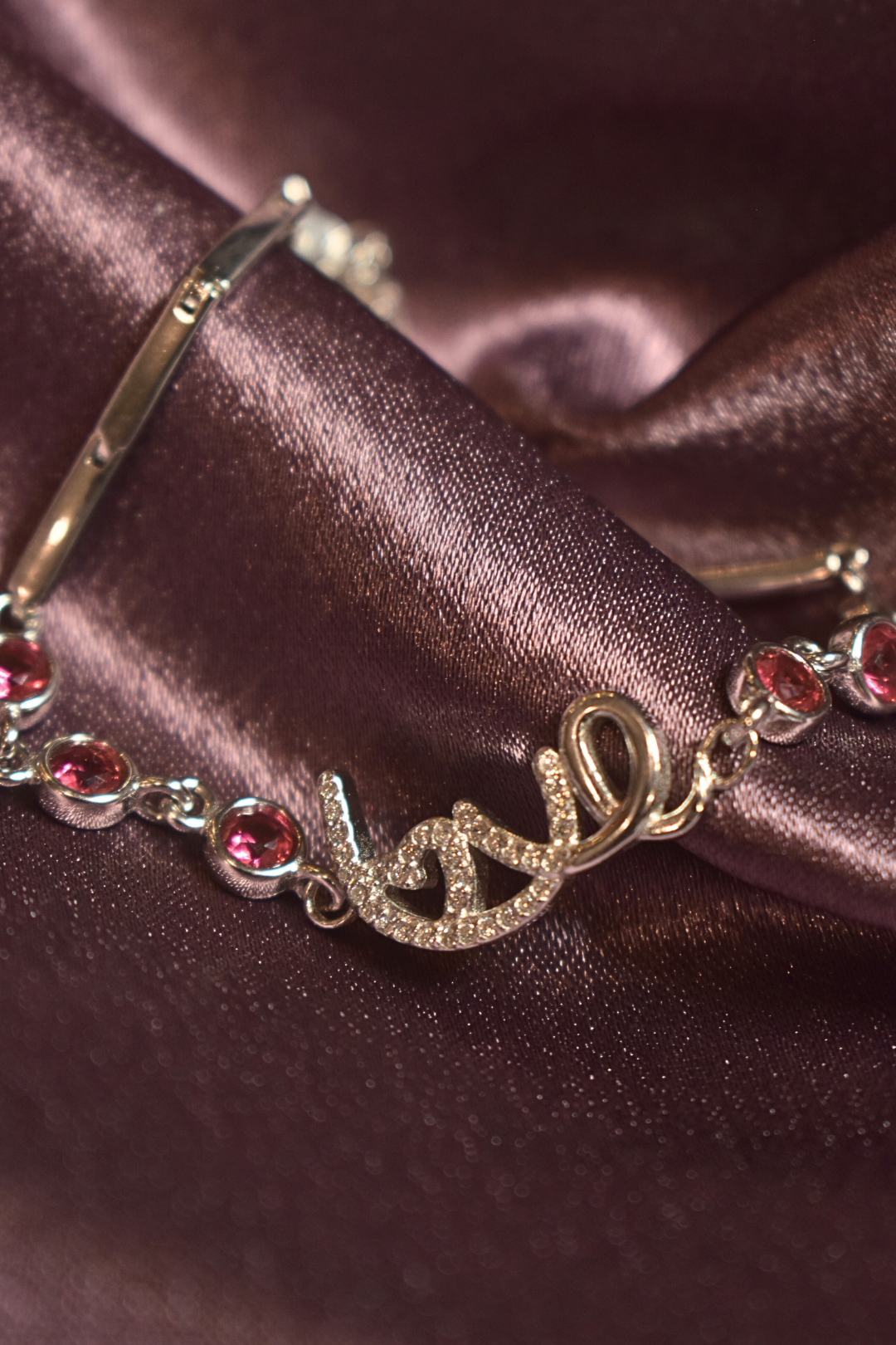 Love Script Bracelet with Vibrant Pink Accents