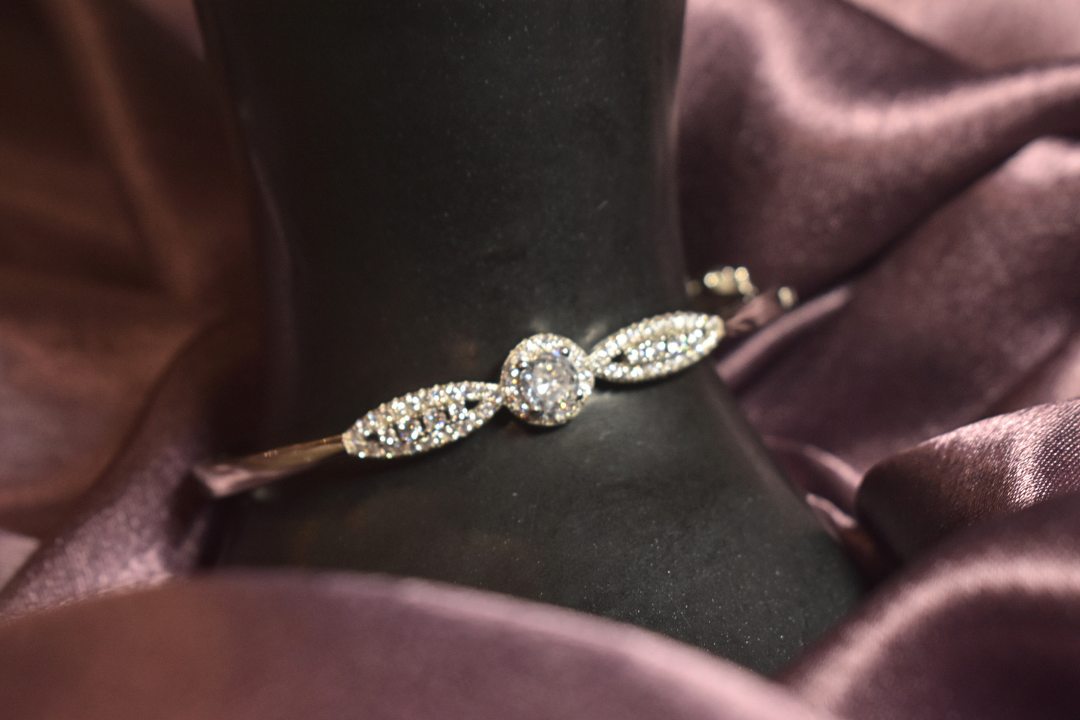 Timeless Halo Bangle with Sparkling Crystal Marquise Accents