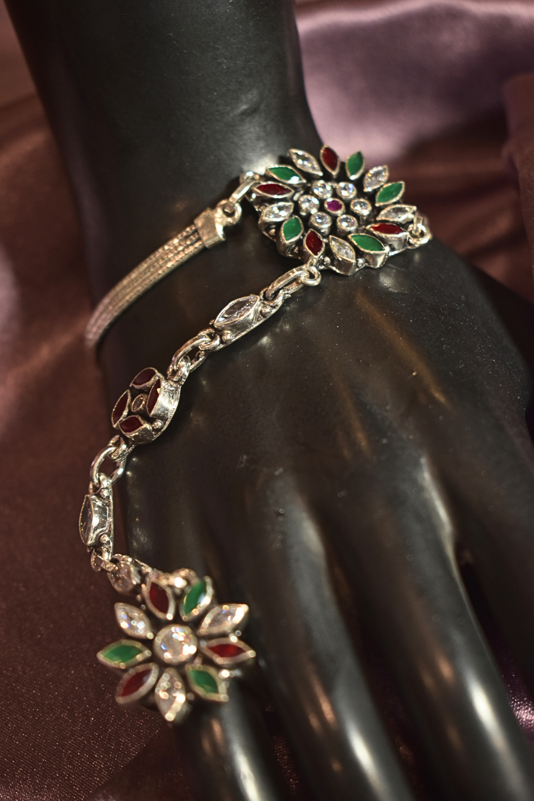 Dual Floral Silver Hand Harness