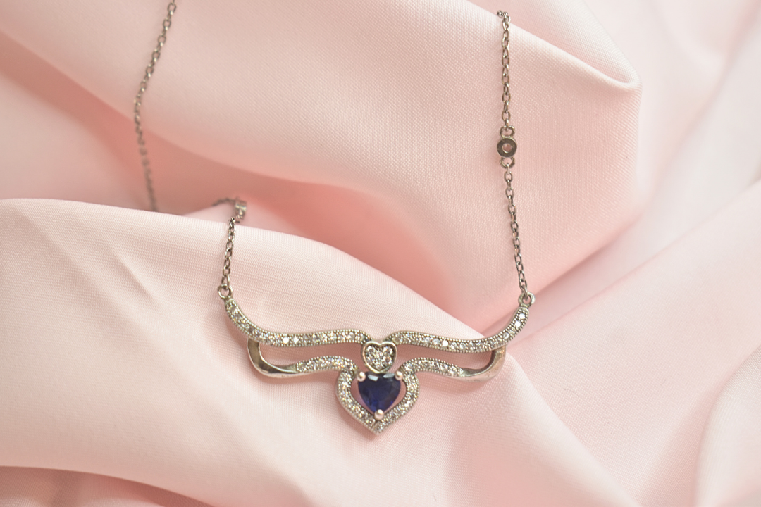 Heartfelt Elegance Blue Sapphire and Diamond-Accented Necklace Set