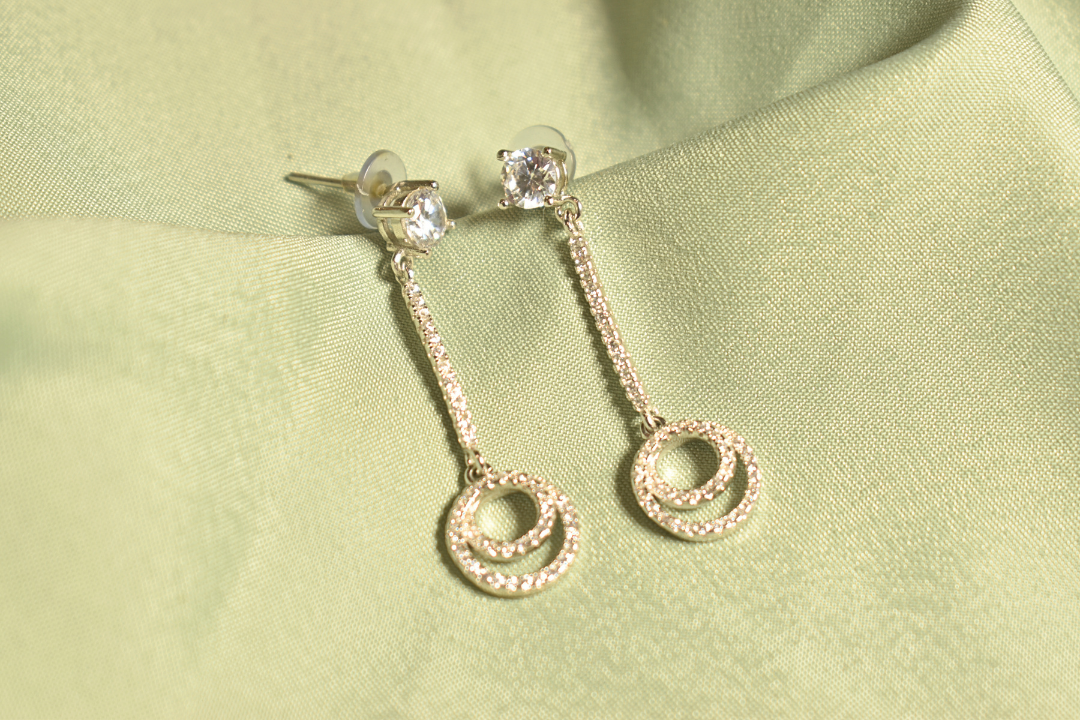 Dazzling Double Circle Drop Earrings