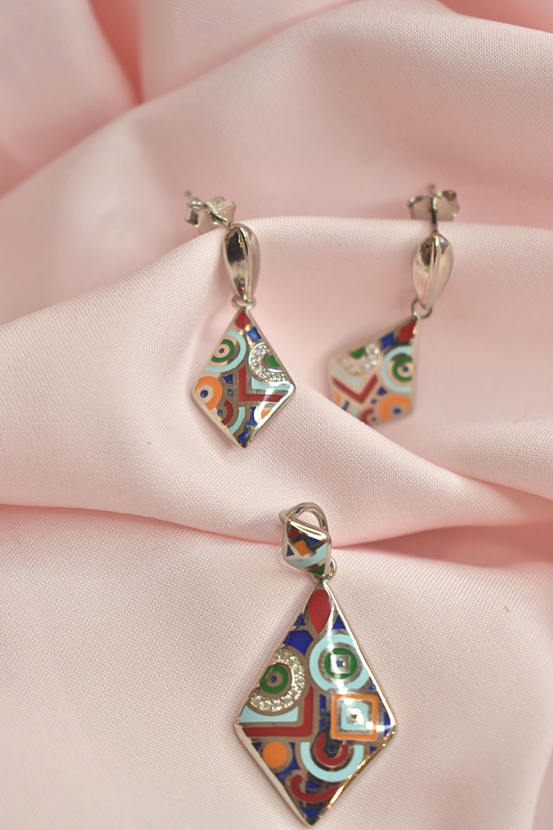 Artistic Abstract earrings and Pendant