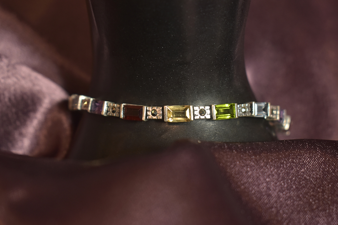 Colorful Gemstone Silver Bracelet