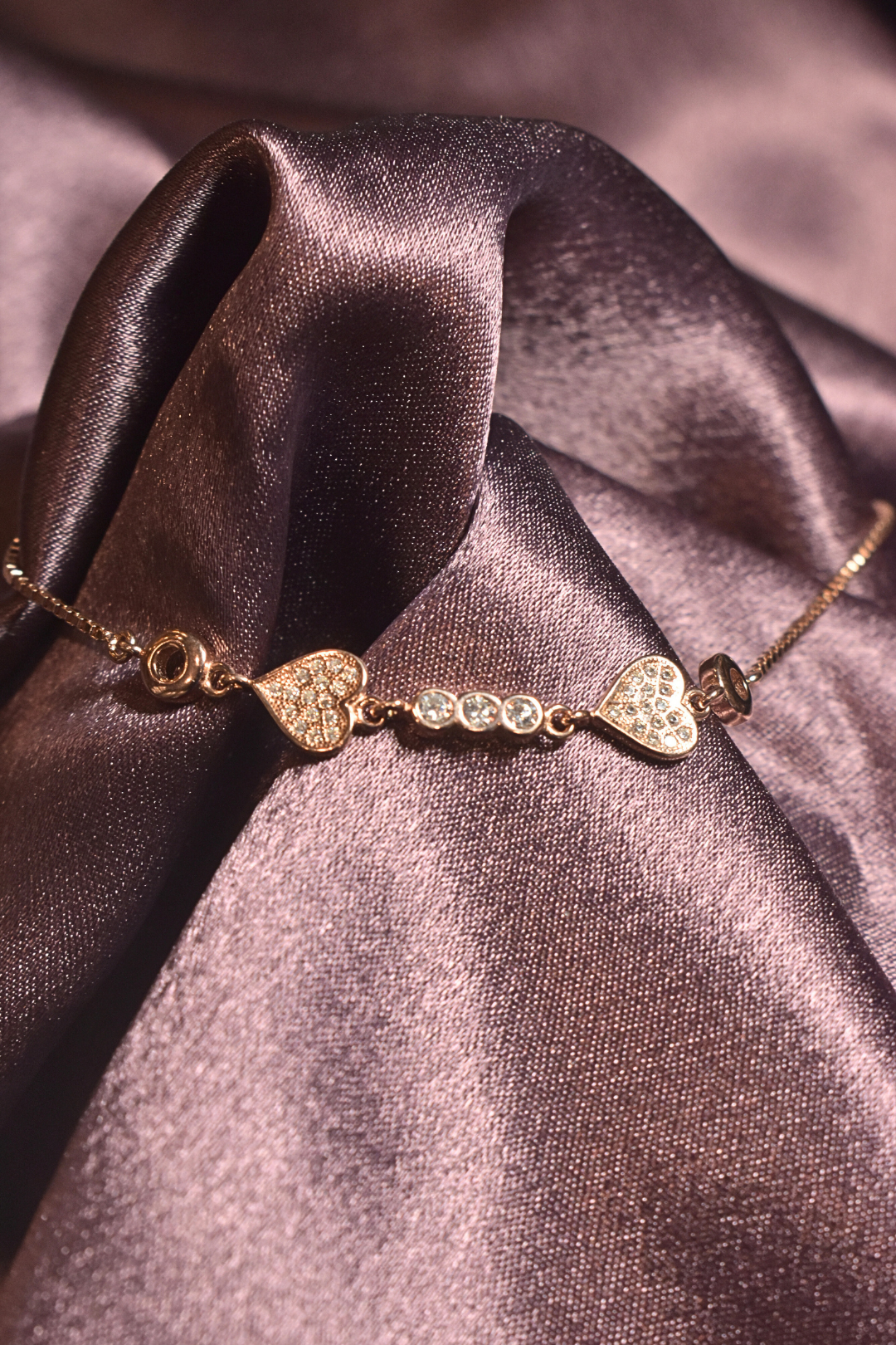 Elegant Heart Charm Bracelet with Crystal Details