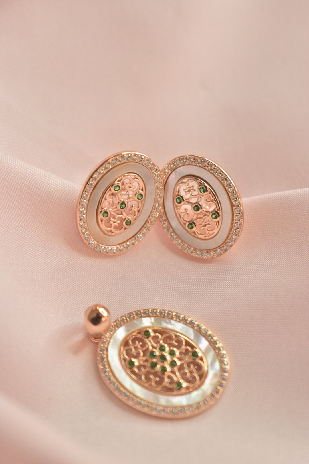 Elegant Oval Earrings with Pendant