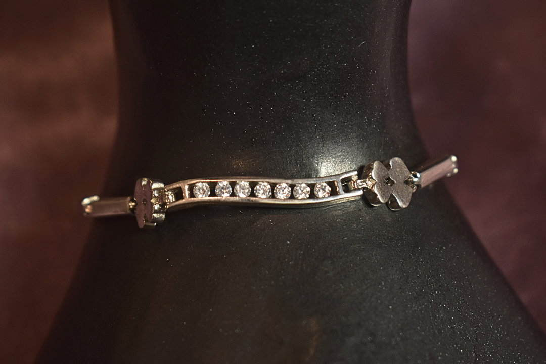Flower Charm Bracelet with Dazzling Crystal Accents