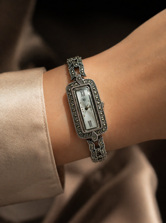 Vintage-Inspired Marcasite Link Watch