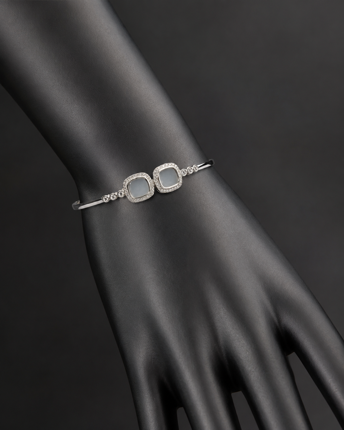Square Pearl Silver Charm