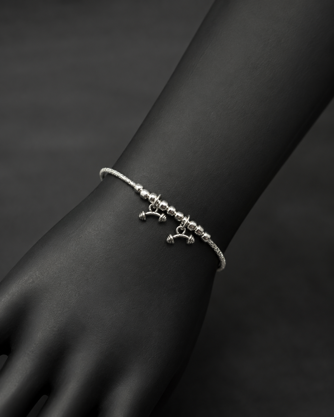 Dumbbell Charm Silver Bracelet