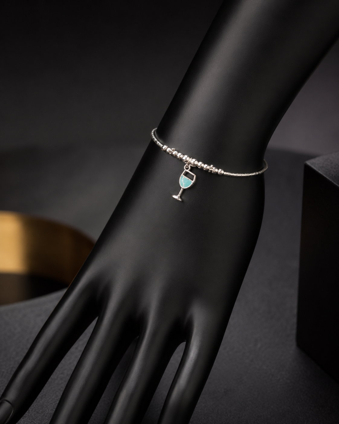 Wine Charm Silver Bracelet