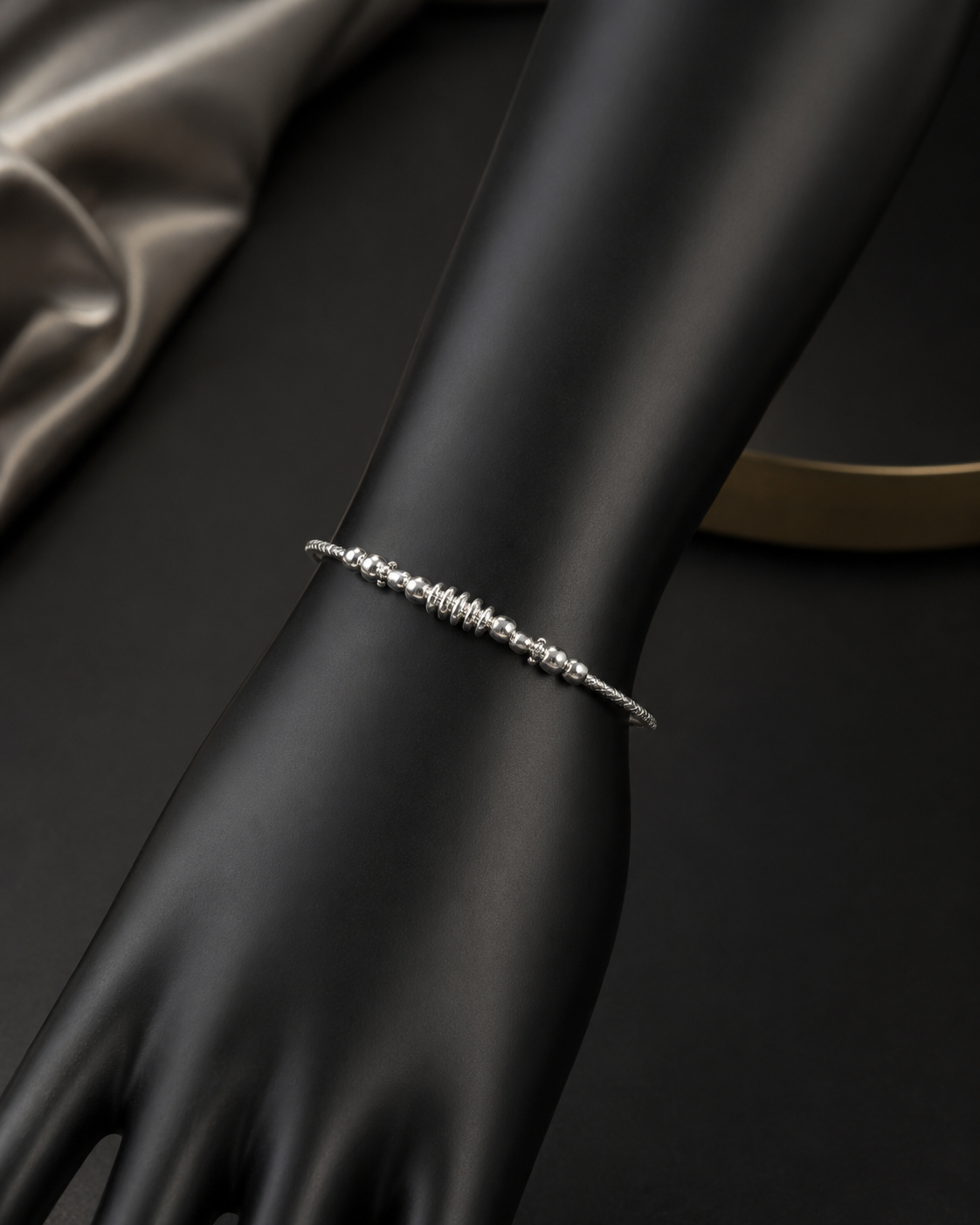 Beaded Silver Bracelet