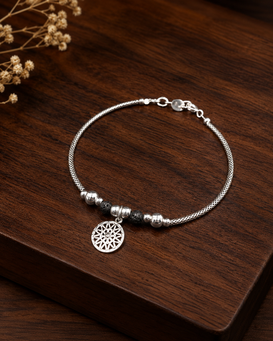 Compass Charm Silver Bracelet