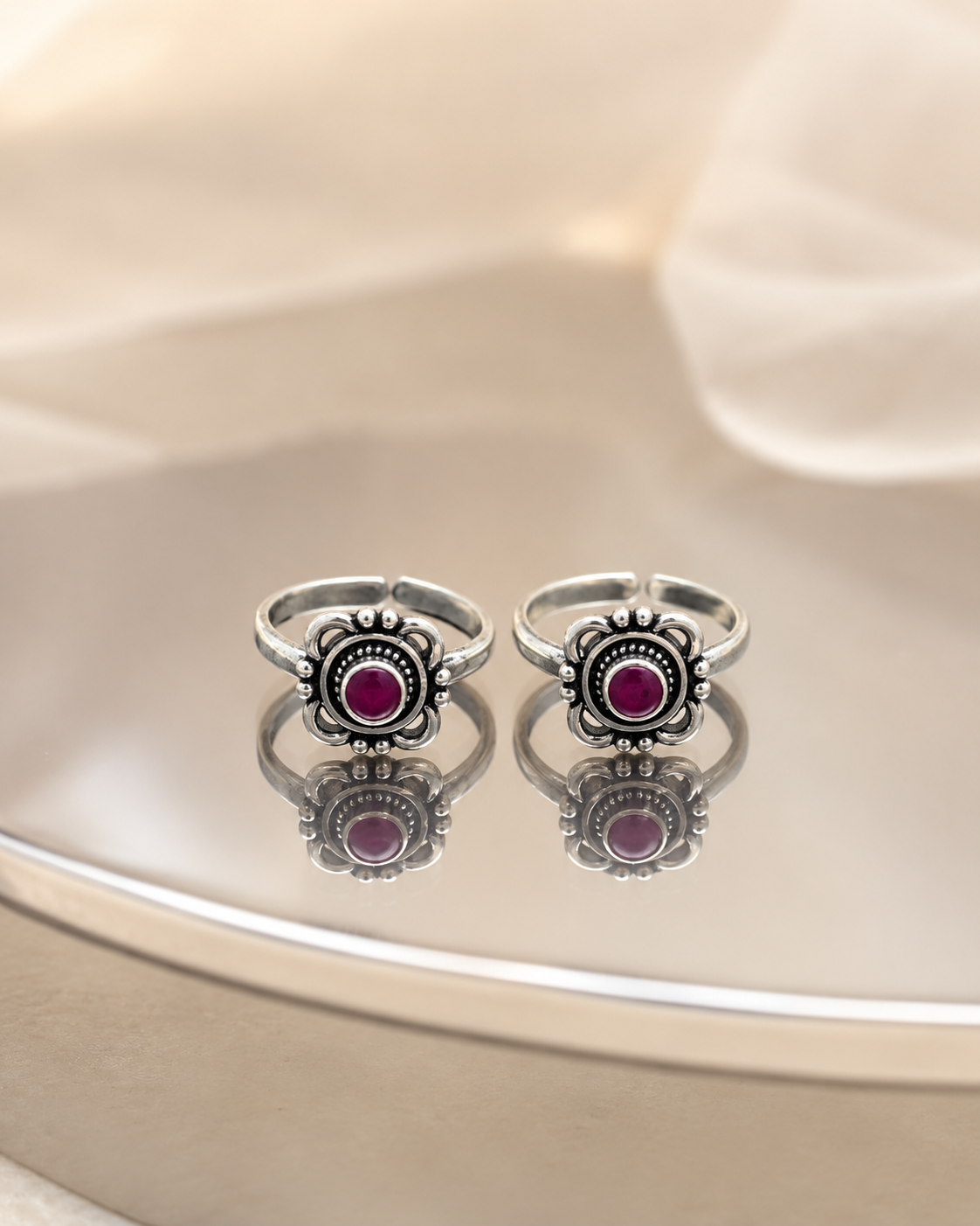 The Vibrant Red CZ Toe Ring