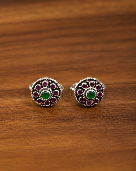 The Grand Red & Green CZ Toe Ring