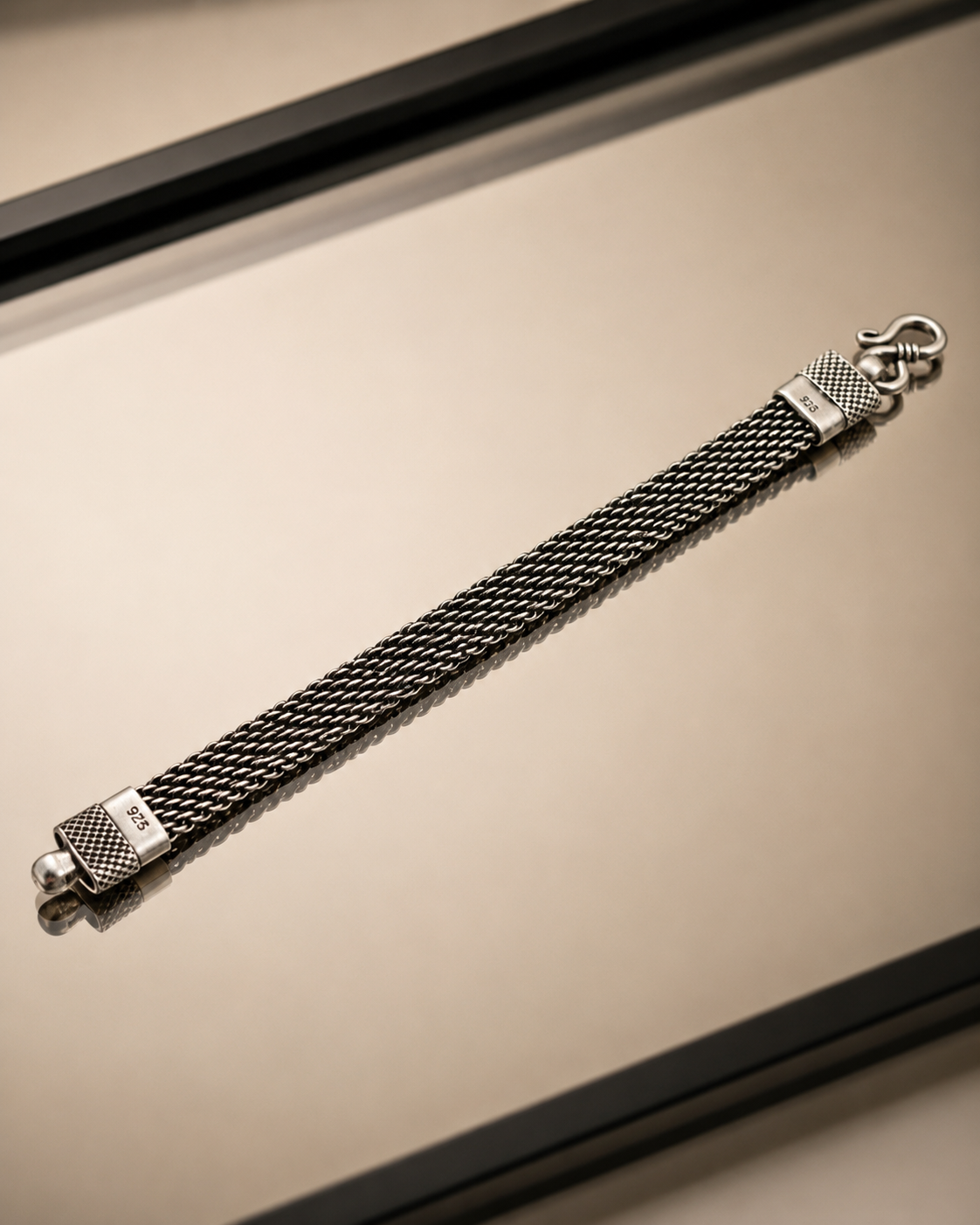 The Aura Mesh Oxidised Bracelet