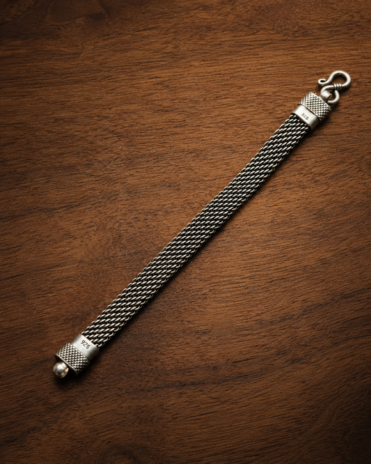 The Aura Mesh Oxidised Bracelet