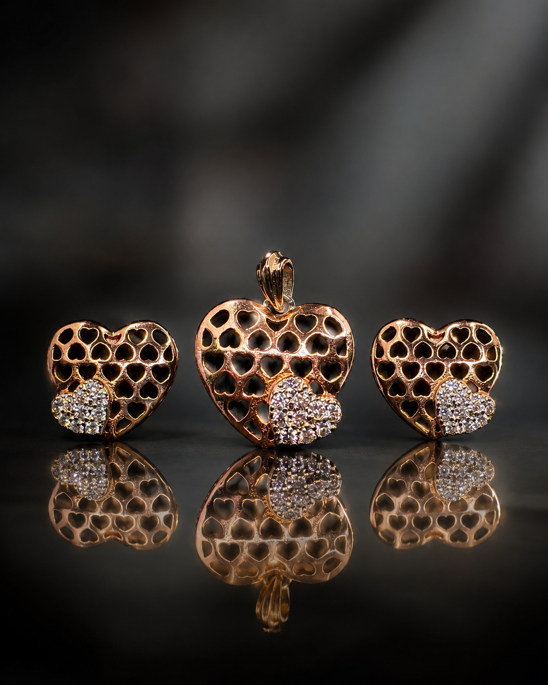 Romantic Copper Polish Heart Set