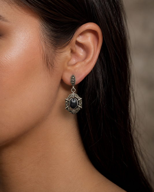 Noir Black Stone Marcasite Set
