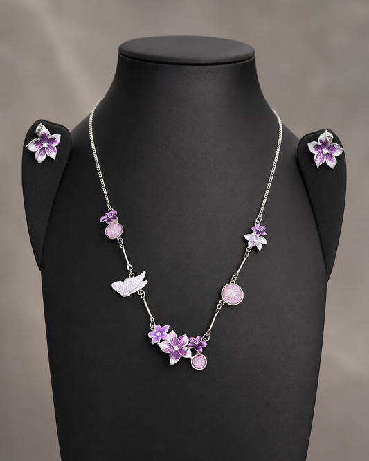Ethereal Lavender Crystal Necklace & Earring Set