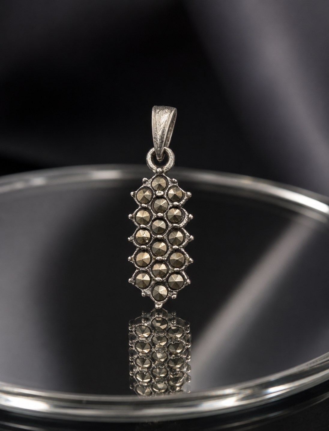 Botanical Marcasite Flower Pendant