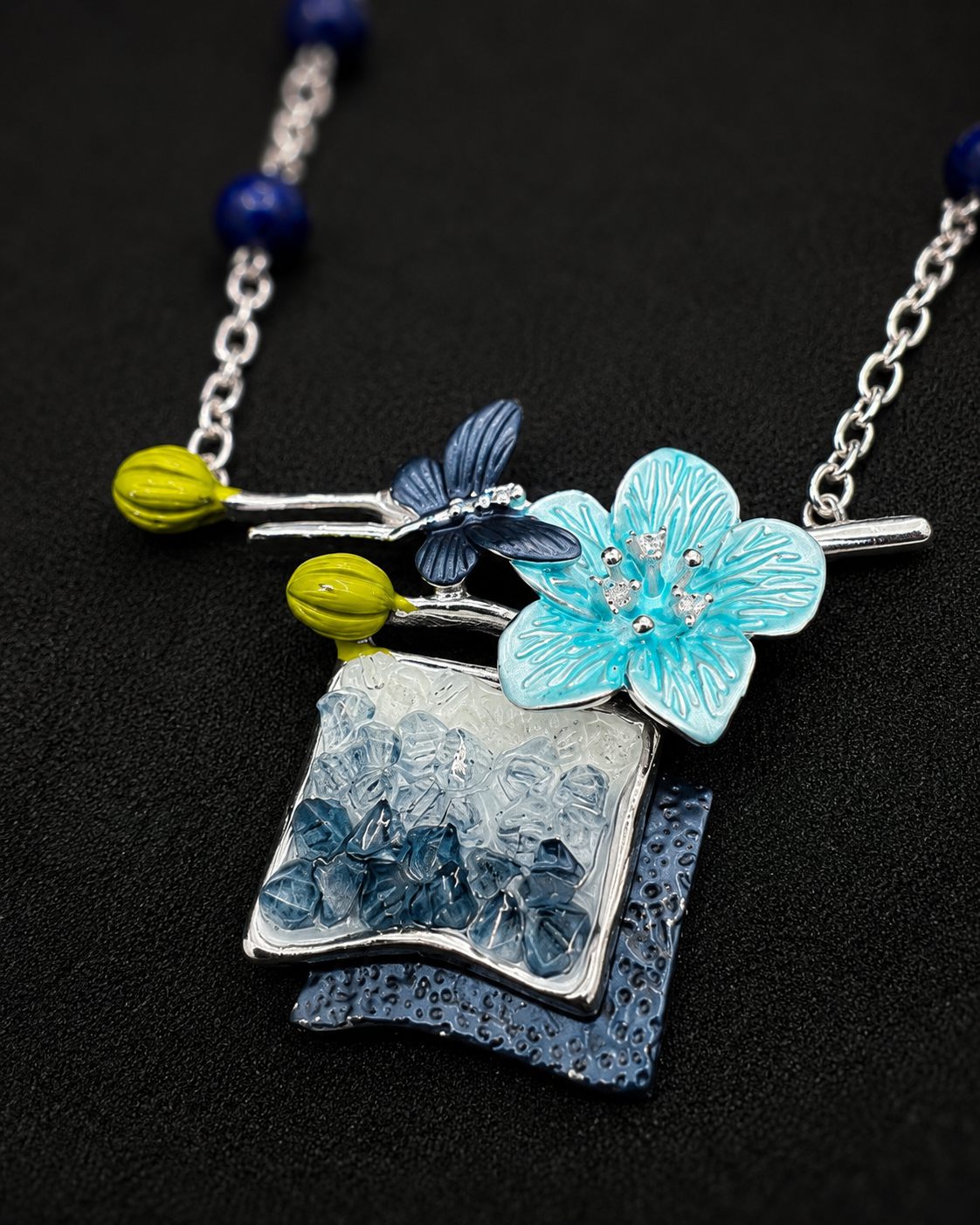 Geometric Blue Square Crystal Set