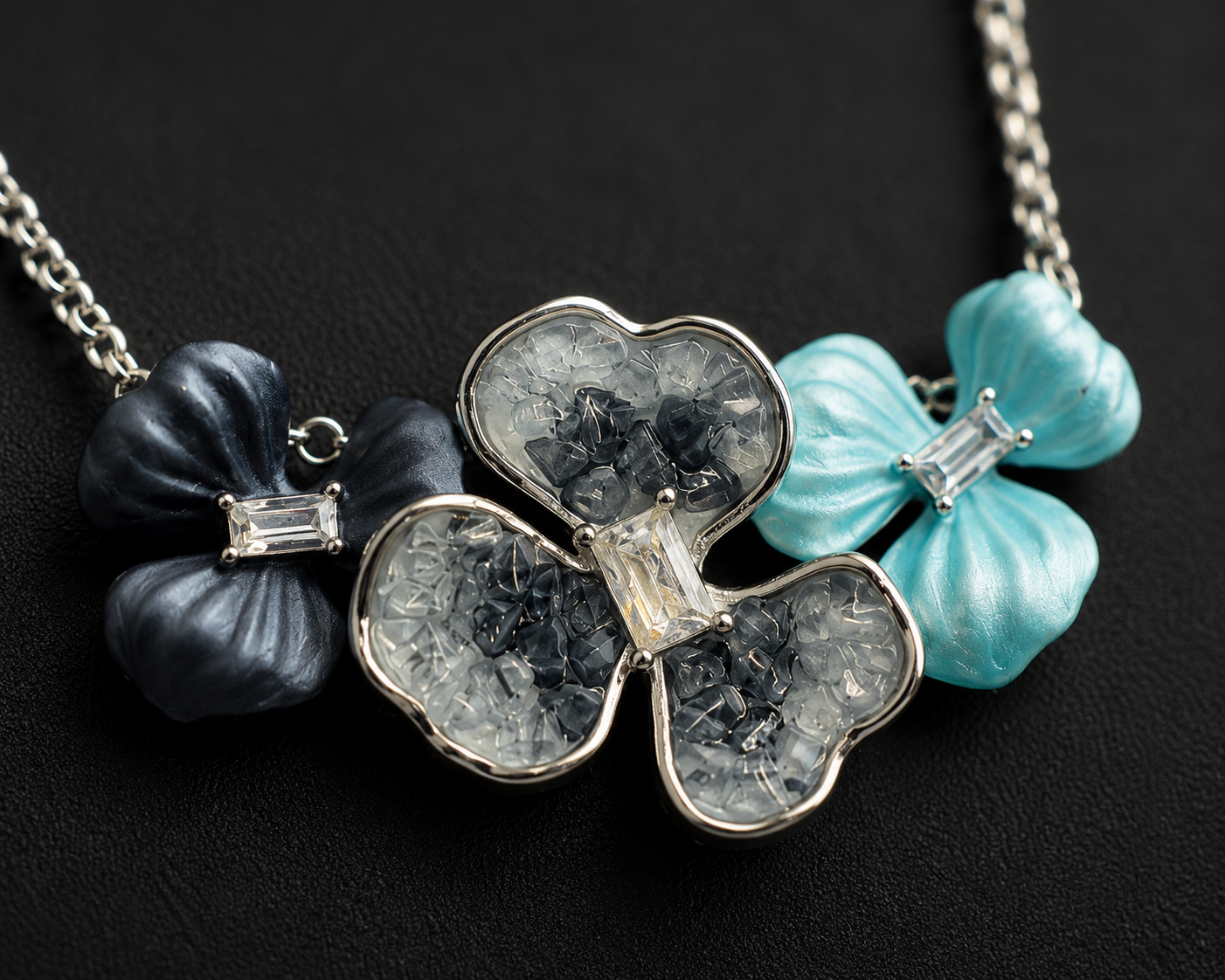 Luminous Blue Crystal Necklace & Earring Set