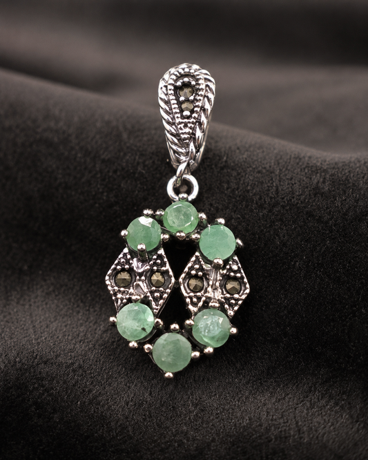 Regal Red Stone Marcasite Pendant