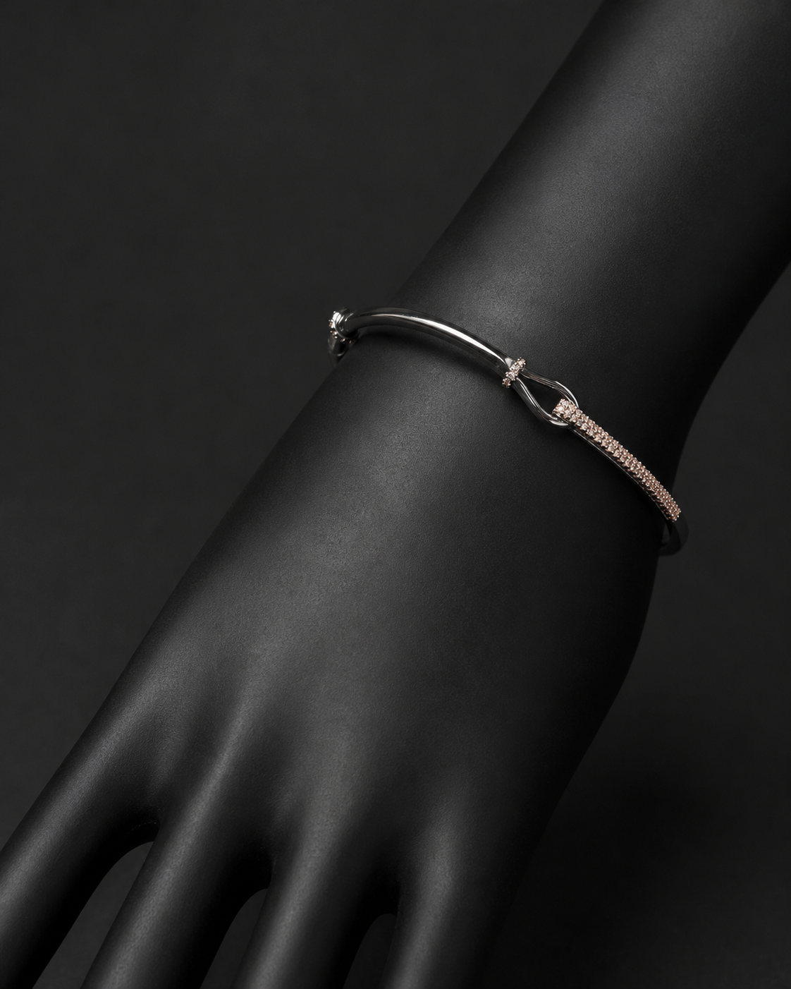 Rose Knot Silver Kada
